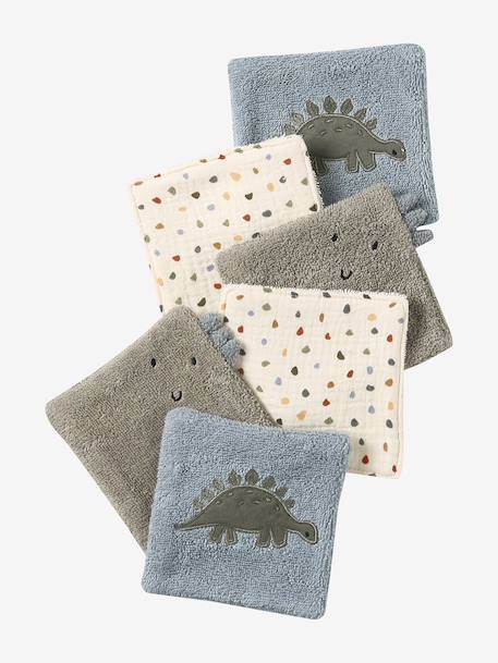 Lot 6 lingettes lavables bleu grisé+moka+noisette - vertbaudet enfant 