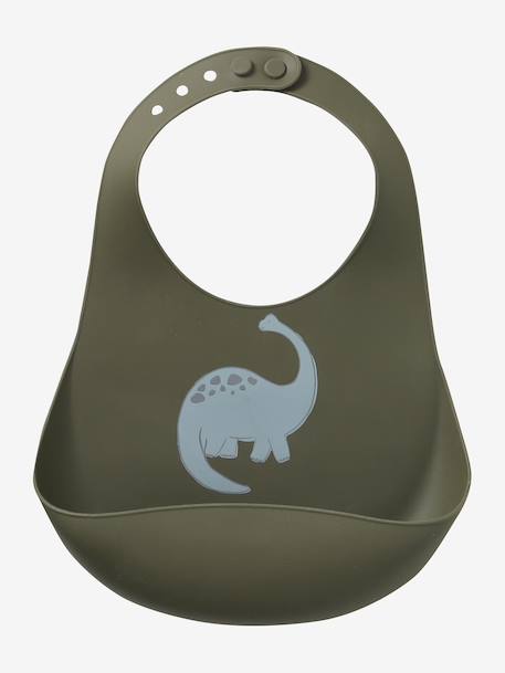 Lot 2 bavoirs en silicone bleu grisé+marron+rose imprimé+vert sauge - vertbaudet enfant 