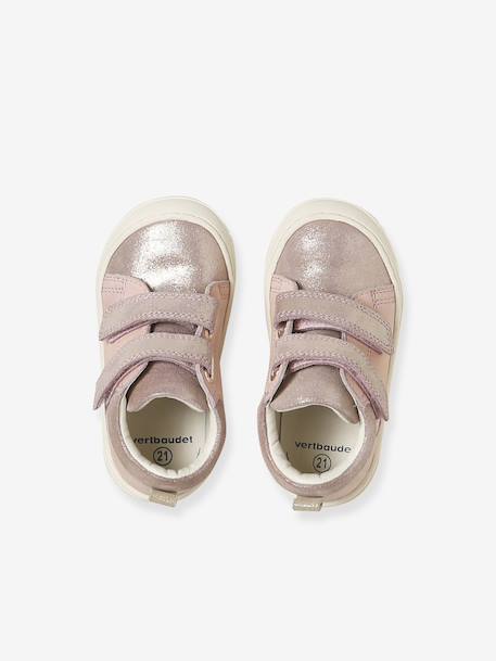 Bottillons à scratchs cuir souple bébé premiers pas beige imprimé+bleu imprimé+bois de rose+bronze+mauve+or+rose+rose poudré+turquoise - vertbaudet enfant 