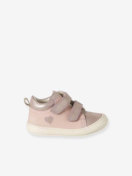 Bottillons à scratchs cuir souple bébé premiers pas beige imprimé+bleu imprimé+bois de rose+bronze+mauve+or+rose+rose poudré+turquoise - vertbaudet enfant 