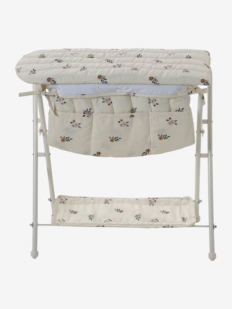 Table à langer 2 en 1 pour poupon en métal RETRO FLOWER écru - vertbaudet enfant 