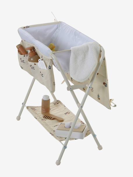 Table à langer 2 en 1 pour poupon en métal RETRO FLOWER écru - vertbaudet enfant 