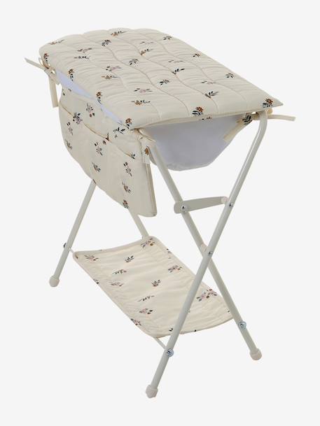 Table à langer 2 en 1 pour poupon en métal RETRO FLOWER écru - vertbaudet enfant 