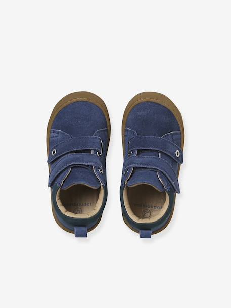 Babyslofjes van zacht leer met antislip blauw+bruin+chocoladebruin+felblauw+groen+jeansblauw+karamel+okergeel+saliegroen+veel bruin+zandbeige - vertbaudet enfant 