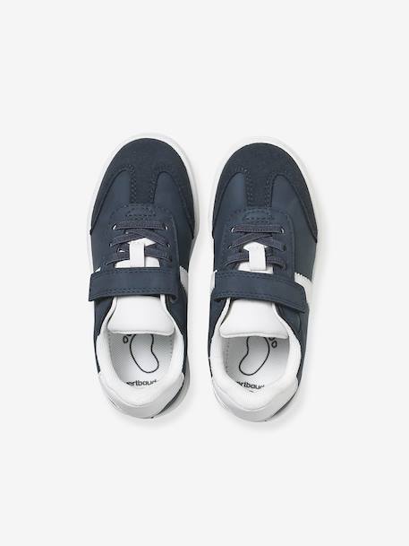 Baskets enfant garçon synthétique à scratchs et lacets élastiqués marine - vertbaudet enfant 