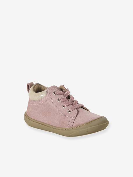 Chaussures premiers pas bébé lacets brun+fuchsia+jaune d'or+marron+rose - vertbaudet enfant 