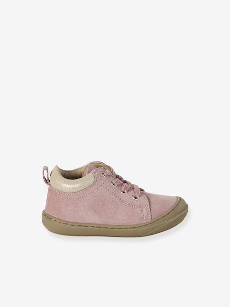 Chaussures premiers pas bébé lacets brun+fuchsia+jaune d'or+marron+rose - vertbaudet enfant 
