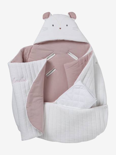 Nid d'ange transformable en gaze de coton beige imprimé+cappuccino+écru+sauge+terracotta - vertbaudet enfant 