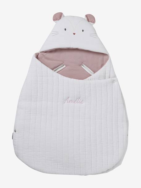 Nid d'ange transformable en gaze de coton beige imprimé+cappuccino+écru+sauge+terracotta - vertbaudet enfant 