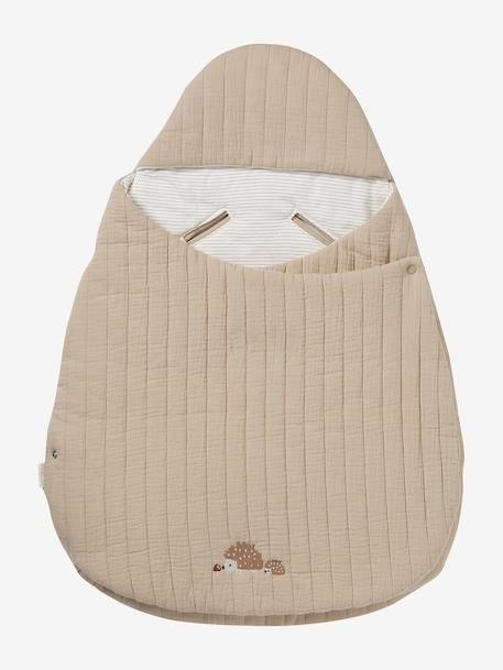 Nid d'ange transformable en gaze de coton beige imprimé+cappuccino+écru+sauge+terracotta - vertbaudet enfant 