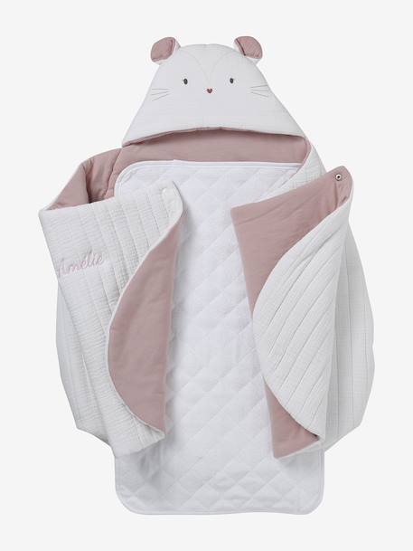 Nid d'ange transformable en gaze de coton beige imprimé+cappuccino+écru+sauge+terracotta - vertbaudet enfant 