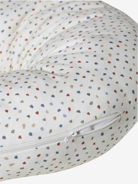 Borstvoedingskussen + beschermhoes Bio Collection Donkerblauw/sterren+ivoorwitte plantaarige bedrukk+meerkleurig+wit, bedrukt - vertbaudet enfant 