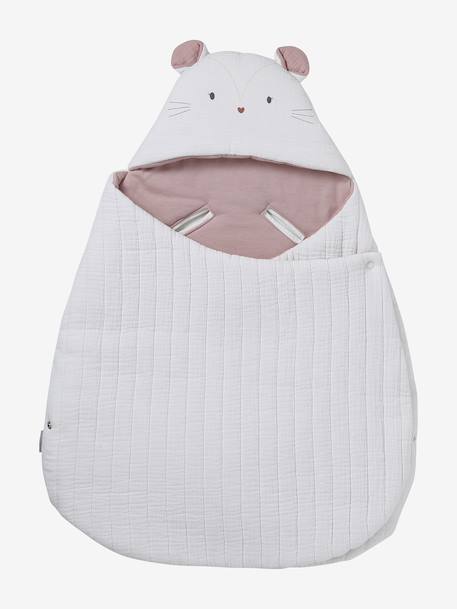 Nid d'ange transformable en gaze de coton beige imprimé+cappuccino+écru+sauge+terracotta - vertbaudet enfant 