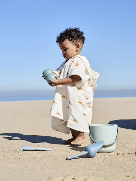 Poncho de bain / plage bébé personnalisable, avec coton recyclé blanc imprimé+rose imprimé - vertbaudet enfant 