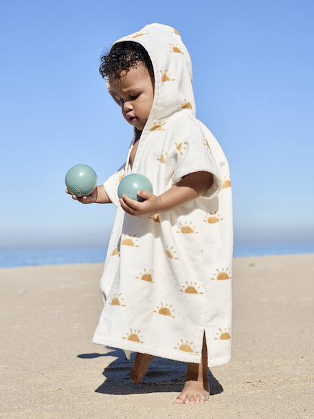 Poncho de bain / plage bébé personnalisable, avec coton recyclé blanc imprimé+rose imprimé - vertbaudet enfant 