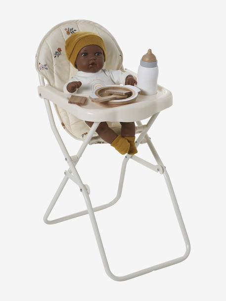 Chaise haute pour poupon RETRO FLOWER écru - vertbaudet enfant 