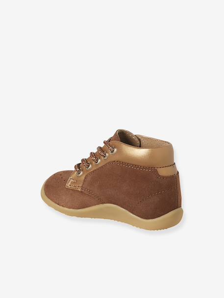 Chaussures premiers pas bébé lacets beige irisé+camel+MARRON CLAIR UNI - vertbaudet enfant 