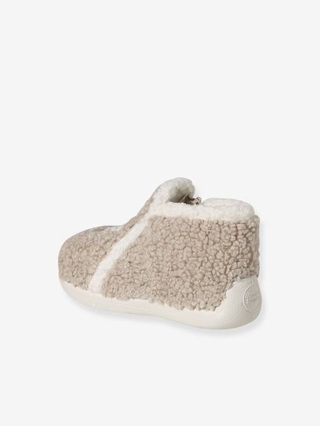 Chaussons textile moutonné bébé fabriqués en France beige - vertbaudet enfant 