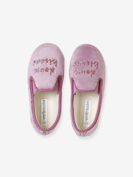 Gemaakt in Frankrijk, elastische sloffen voor kinderen ecru+roze, bedrukt - vertbaudet enfant 