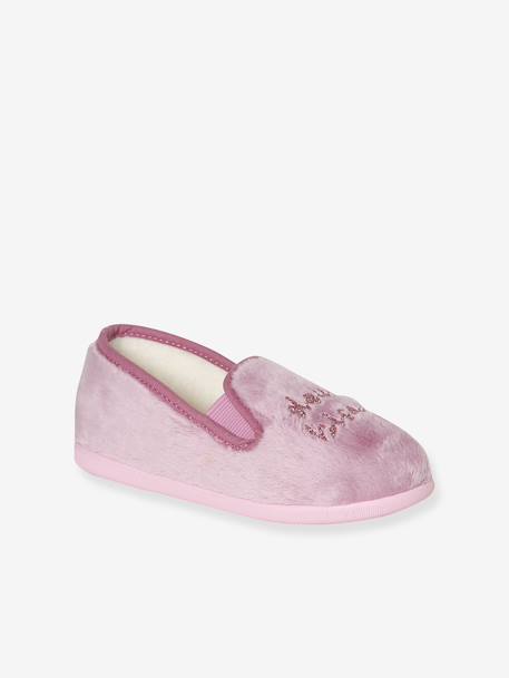 Gemaakt in Frankrijk, elastische sloffen voor kinderen ecru+roze, bedrukt - vertbaudet enfant 