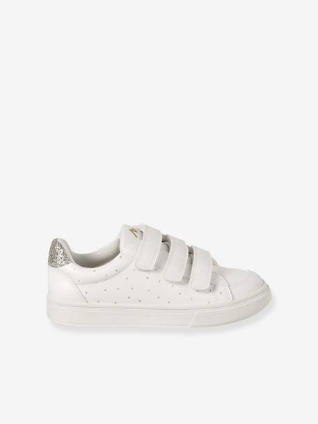 Baskets enfant fille synthétique à scratchs blanc imprimé - vertbaudet enfant 