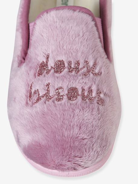 Gemaakt in Frankrijk, elastische sloffen voor kinderen ecru+roze, bedrukt - vertbaudet enfant 