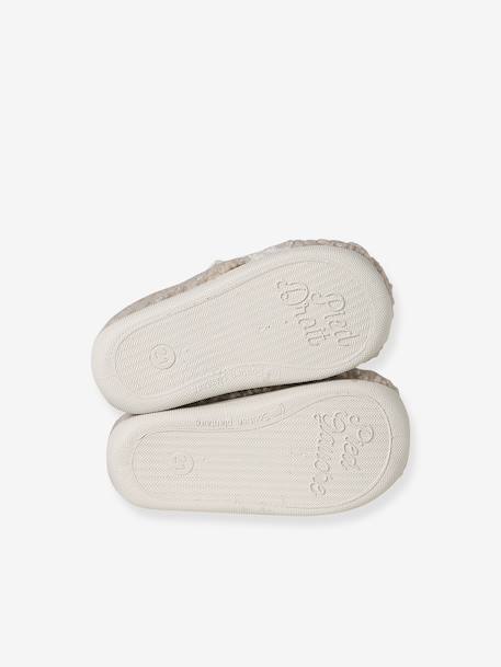 Textiele sloffen met schapenvacht voor baby's, gemaakt in Frankrijk beige - vertbaudet enfant 