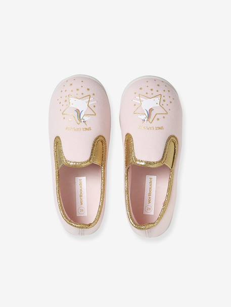 Chausson fille textile élastique rose imprimé - vertbaudet enfant 