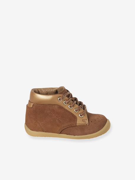 Chaussures premiers pas bébé lacets beige irisé+camel+MARRON CLAIR UNI - vertbaudet enfant 