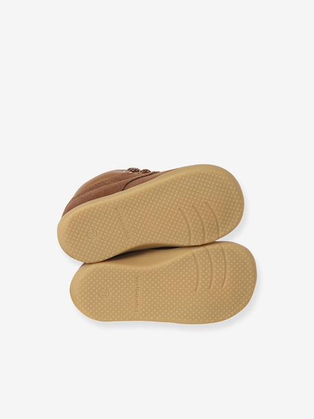 Bottines bébé premiers pas cuir à lacets beige irisé+camel - vertbaudet enfant 