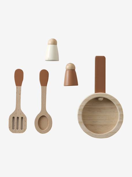 Cuisine en bois FSC® avec accessoires écru+rose+vert sauge - vertbaudet enfant 