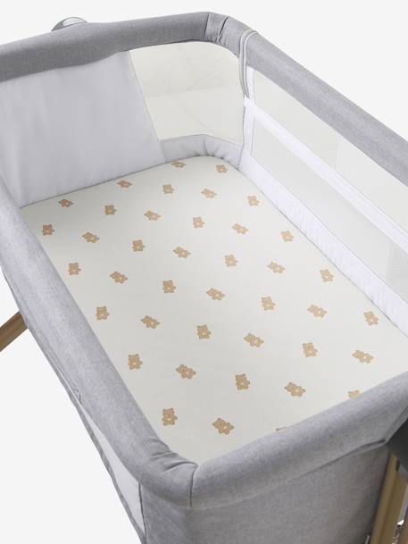 Lot de 2 housses pour berceau et cododo en coton bio* blanc+blanc imprimé+écru+marine/écru - vertbaudet enfant 