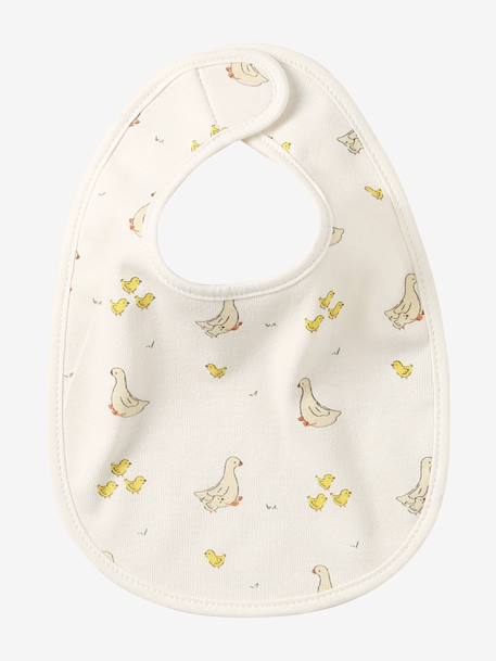 Lot 7 bavoirs naissance en coton bio* beige imprimé+blanc jungle+carreaux vert+Hérisson+multicolore+rose pâle+vert d'eau - vertbaudet enfant 