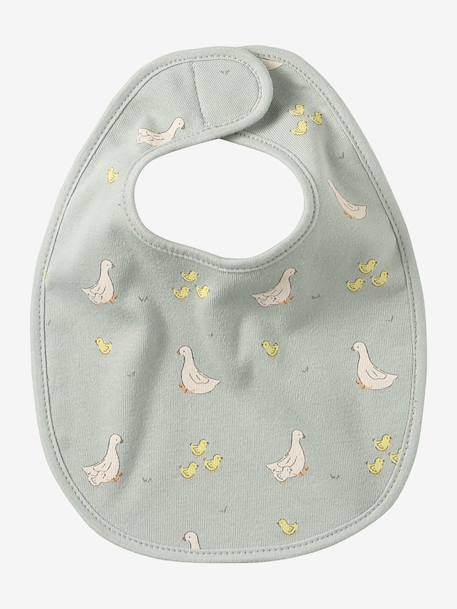 Lot 7 bavoirs naissance en coton bio* beige imprimé+blanc jungle+carreaux vert+Hérisson+multicolore+rose pâle+vert d'eau - vertbaudet enfant 