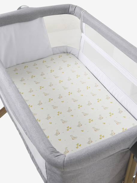 Lot de 2 housses pour berceau et cododo en coton bio* blanc+blanc imprimé+écru+marine/écru - vertbaudet enfant 