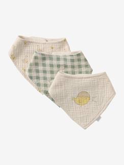 Puériculture-Repas-Lot 3 bavoirs bandanas en gaze de coton