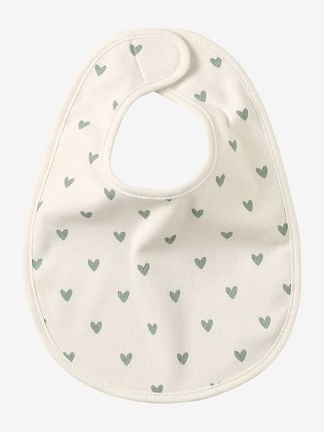 Set van 7 babyslabbetjes beige, bedrukt+blauwgroen+Egel+groen, geruit+jungle wit+lichtroze+meerkleurig - vertbaudet enfant 