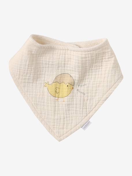 Lot 3 bavoirs bandanas en gaze de coton BLANC+carreaux vert+écru+lot beige+lot renard+lot vert panda+vert sauge - vertbaudet enfant 