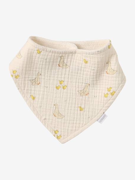 Set met 3 slabbetjes van katoengaas ecru+groen, geruit+saliegroen+set groene panda+set vos+veel beige+WIT - vertbaudet enfant 