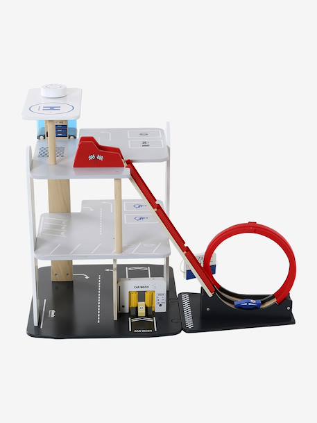 Garage 3 niveaux avec looping en bois FSC® rouge - vertbaudet enfant 