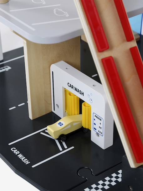 Garage 3 niveaux avec looping en bois FSC® rouge - vertbaudet enfant 