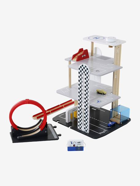 Garage 3 niveaux avec looping en bois FSC® rouge - vertbaudet enfant 