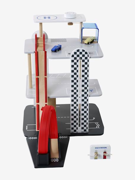 Garage 3 niveaux avec looping en bois FSC® rouge - vertbaudet enfant 