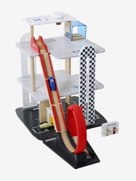 Garage 3 niveaux avec looping en bois FSC® rouge - vertbaudet enfant 