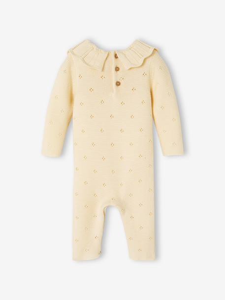 Combinaison naissance en tricot maille fantaisie écru - vertbaudet enfant 
