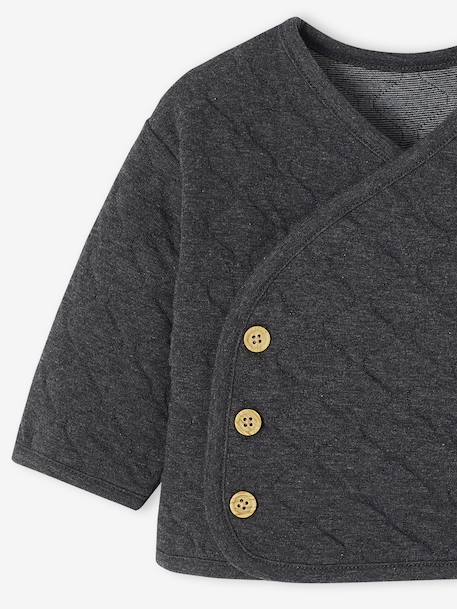 Cardigan met gekruiste opening voor pasgeborenen antraciet+gemêleerd beige - vertbaudet enfant 