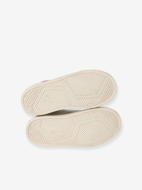 Baskets enfant garçon cuir à scratchs écru+lot bleu - vertbaudet enfant 