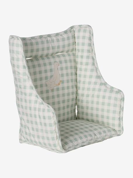 Coussin de chaise haute carreaux vert+écru+ivoire Panda+moutarde+rayé bleu - vertbaudet enfant 