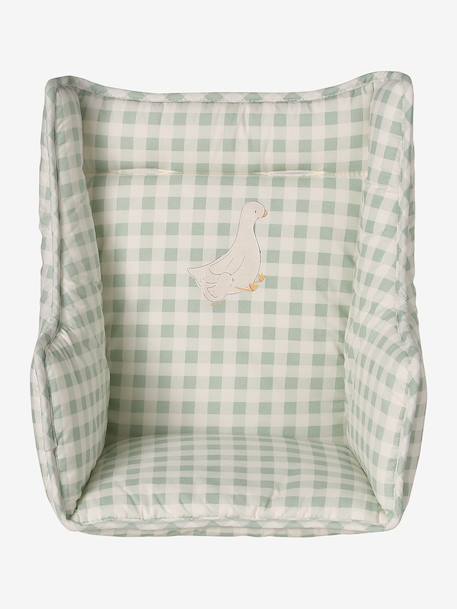 Coussin de chaise haute carreaux vert+écru+ivoire Panda+moutarde+rayé bleu - vertbaudet enfant 