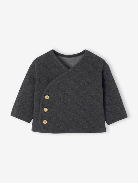 Gilet bébé matelassé ouverture croisée naissance anthracite+beige chiné - vertbaudet enfant 